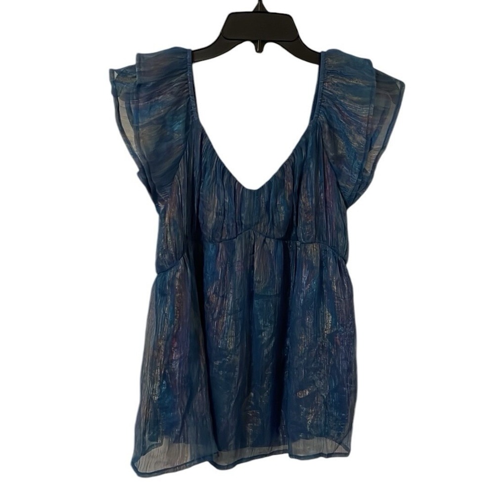 Andree by Unit Women's Blue Multicolor Shimmer Sleeveless Top‎ Size S